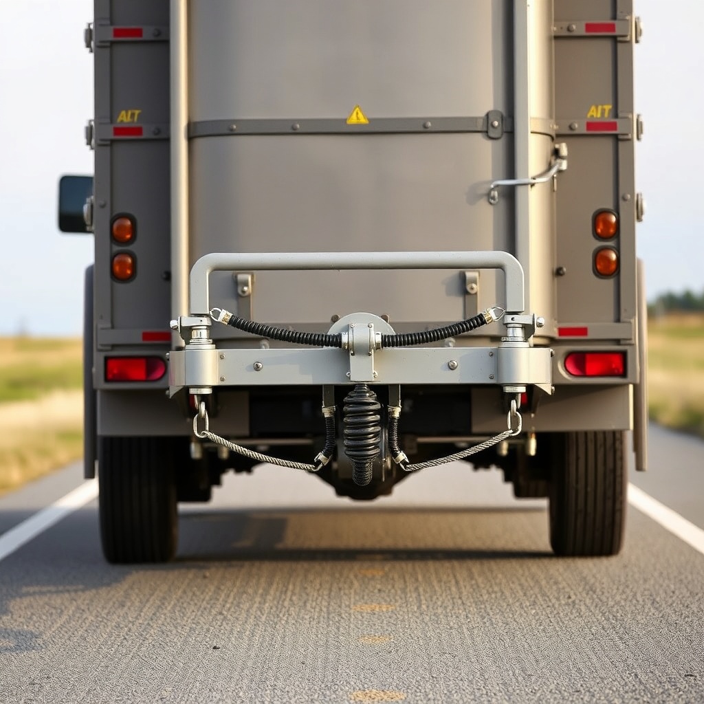 <clean photorealistic photo of an Equi-Spirit 2 Horse Bumper Pull hitched to a truck on a