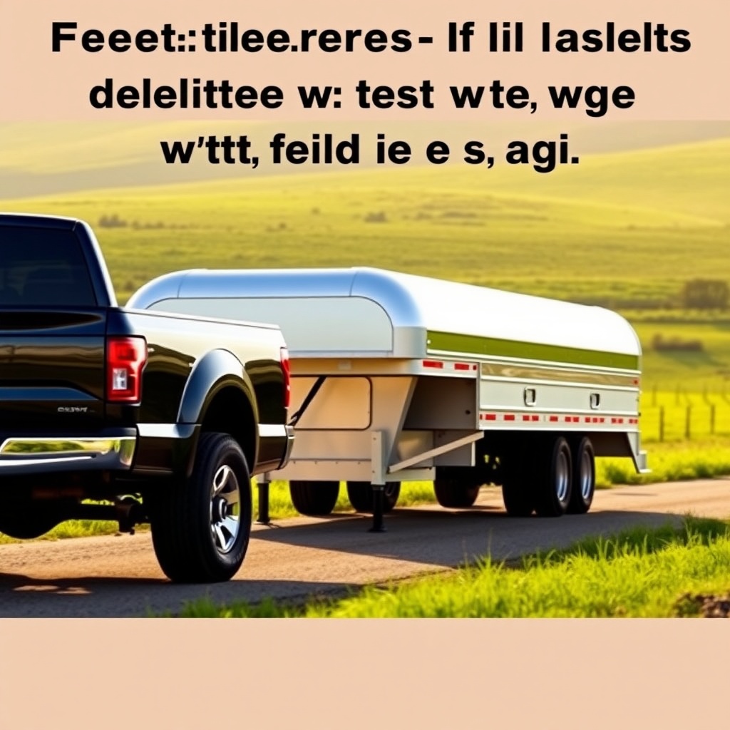 <A photorealistic side profile photo of a Featherlite 8541 gooseneck trailer hitched to a