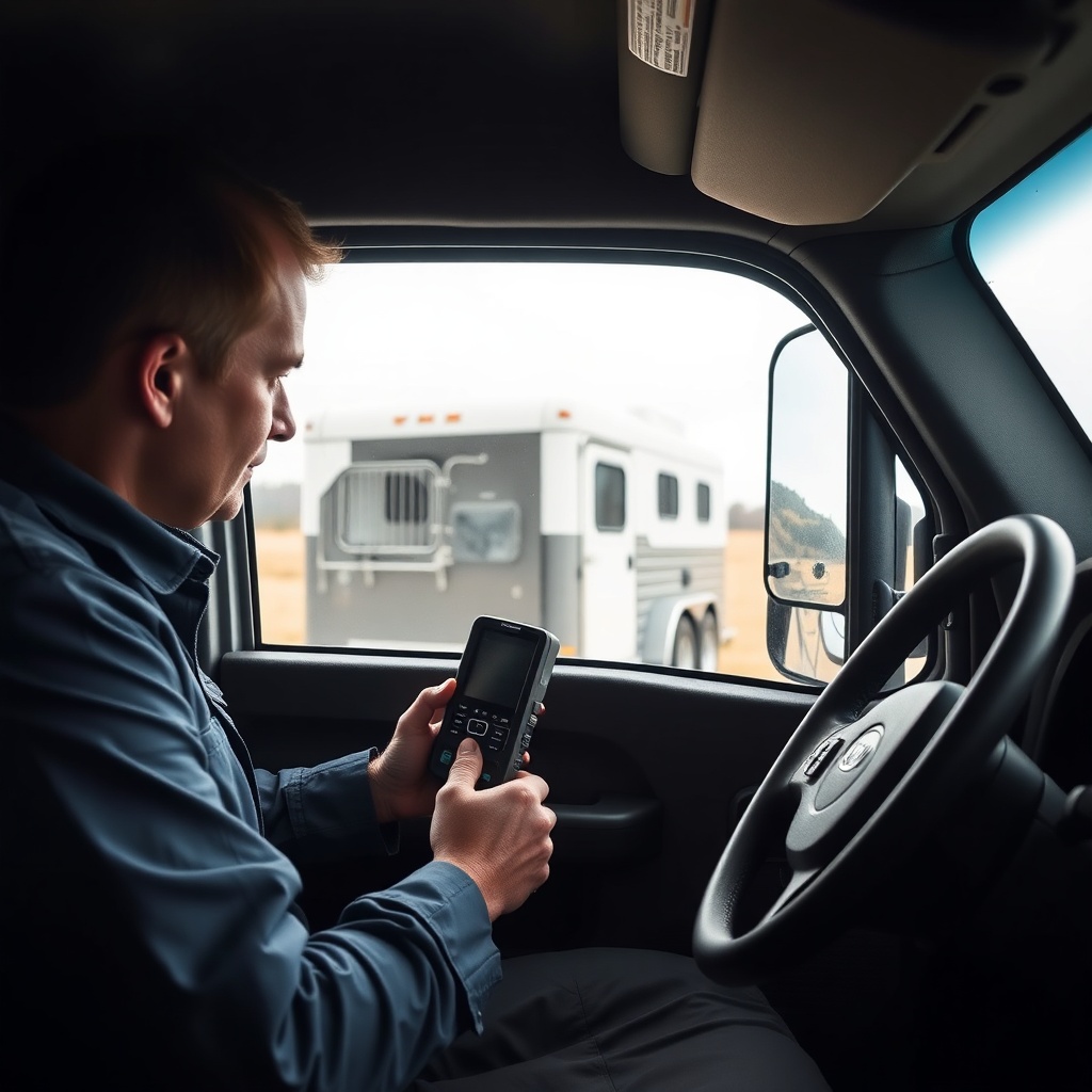 <clean photorealistic photo/illustration showing a technician installing a brake controlle